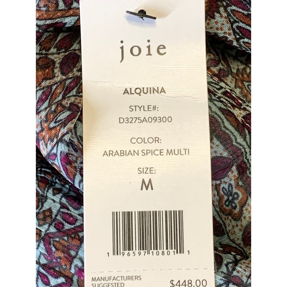Joie Silk Alquina Women Dress Medium Midi Boho V-Neck Long Sleeve Spice NWT New - Picture 8 of 8